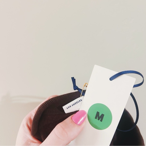 anthropologie | clare v. ciao sweatshirt in cocoa brown with cream ↷ - Picture 7 of 16